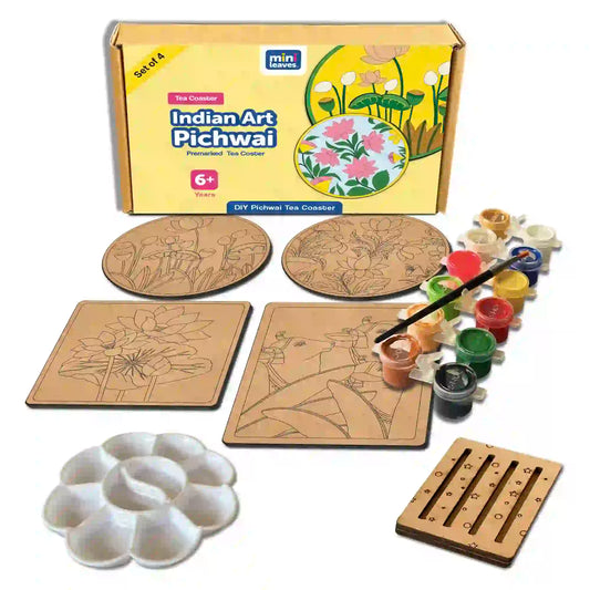 Pichwai Mandala Tea Coaster Paintings DIY Kit for 6+ Years