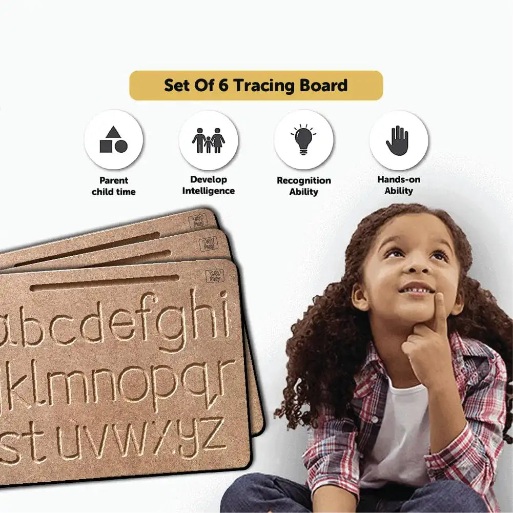 Wooden Tracing Board for Kids | Reading & Writing Board Toys 3+ Kids - Mini Leaves