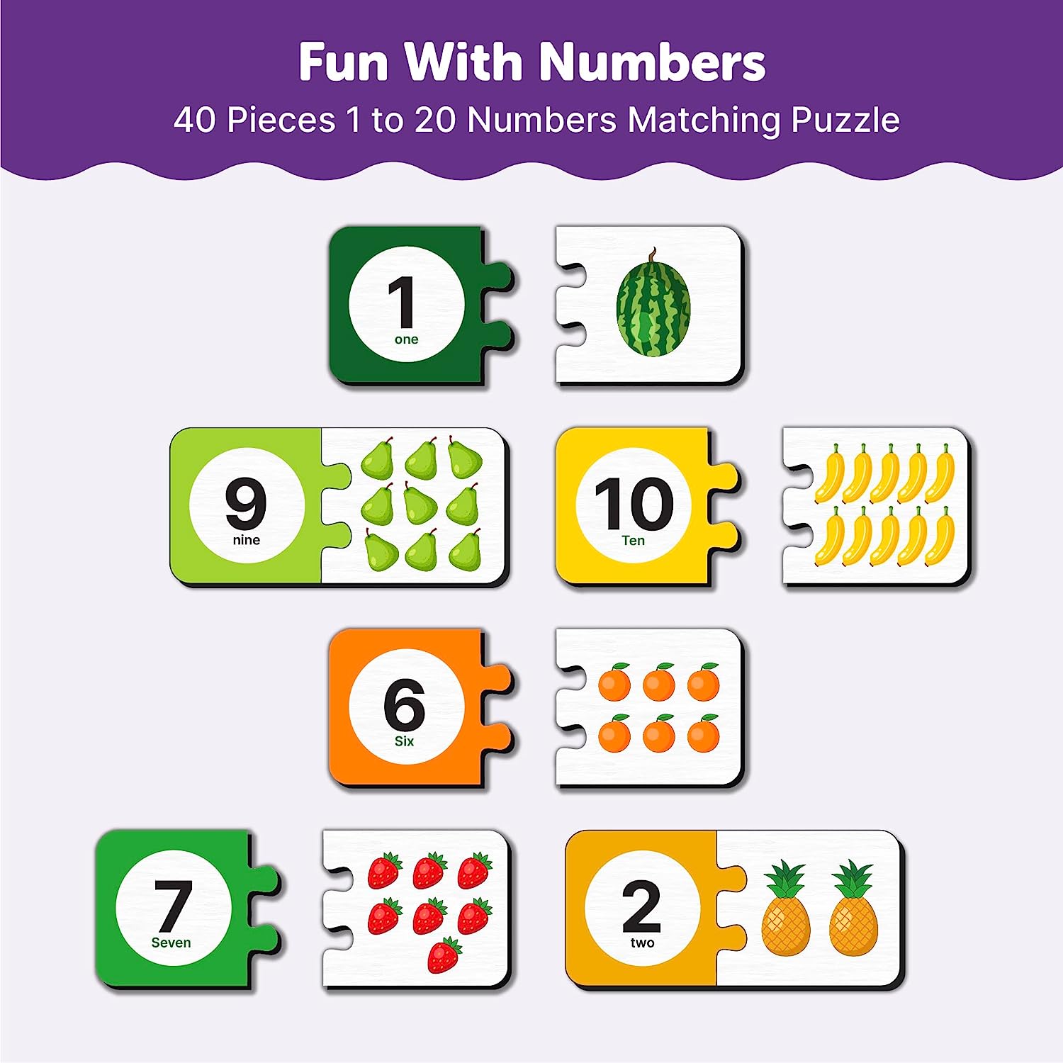 1-20 Number Matching 40 2 Pieces Puzzle 3+ Years - Mini Leaves