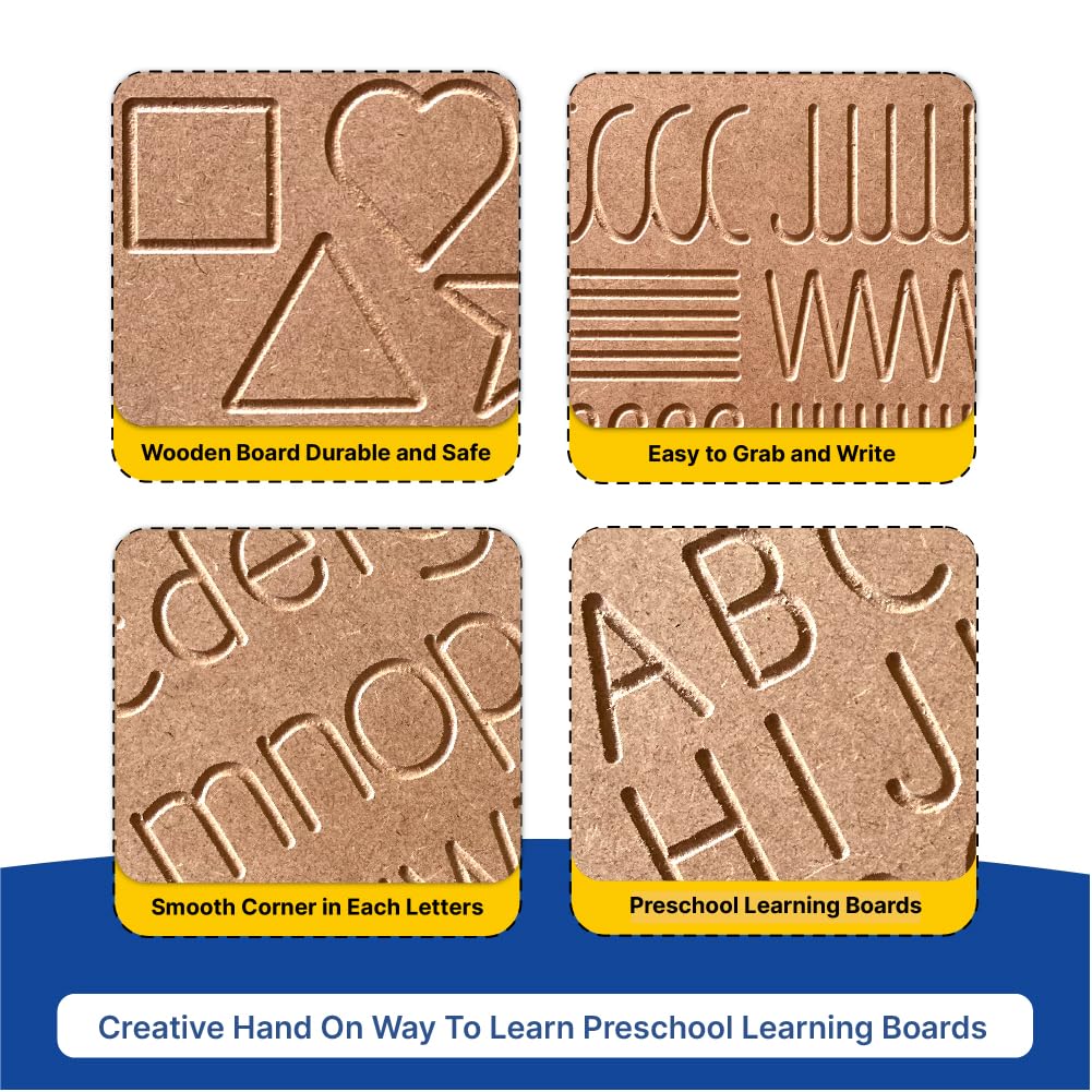 Educational Wooden Tracing Board for Kids Set of 4 Double Sided Board - Mini Leaves