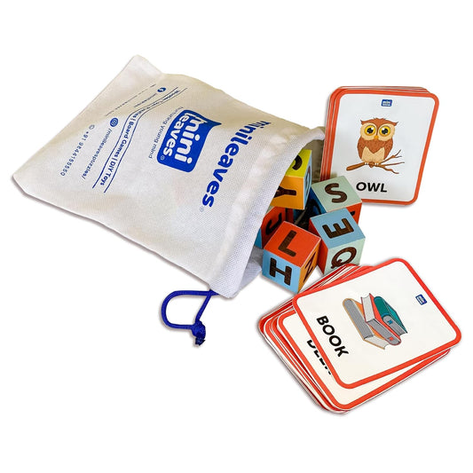 Wooden Cube Blocks Learning Game with Flash Cards 3+ Years