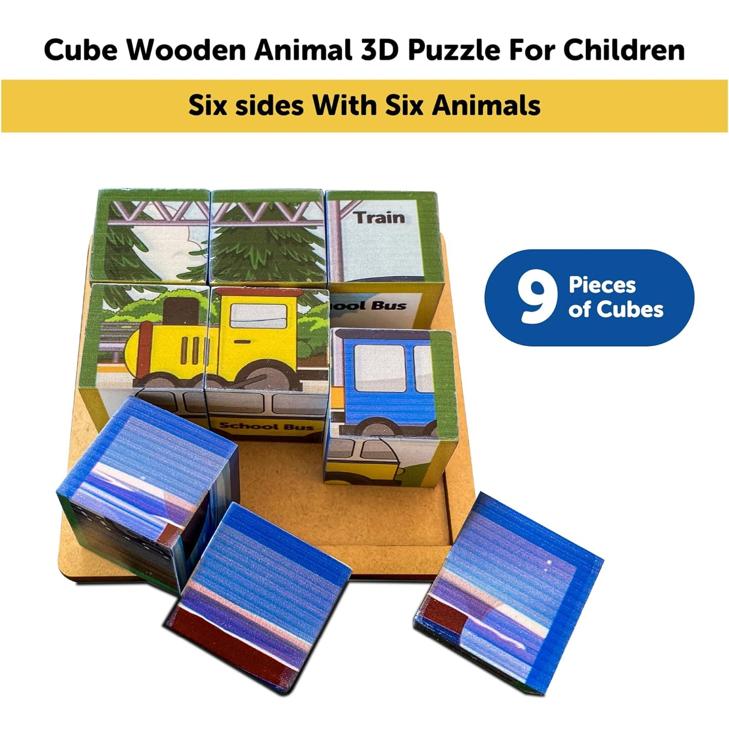 Cube Block Transport 6 Sides with 6 Animal 2+ Years