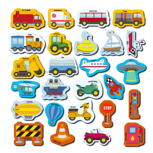 26 Pieces Transport Full Magnetic Fridge Magnets for Kids 2+ Years