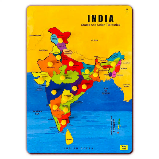 India Map Knob Puzzles for Kids 3+ Years