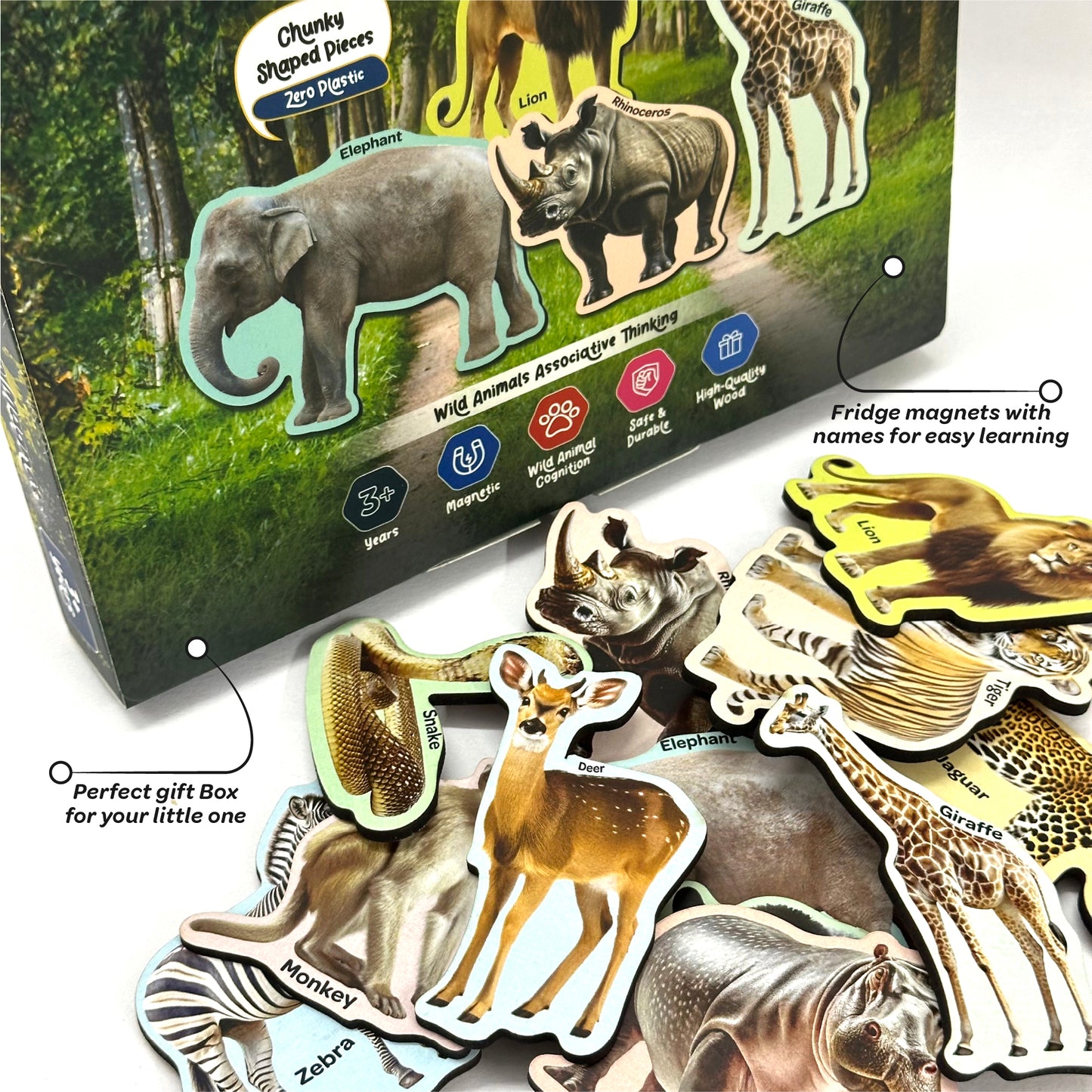 Wild Animal Wooden Fridge Magnets 3+ Years