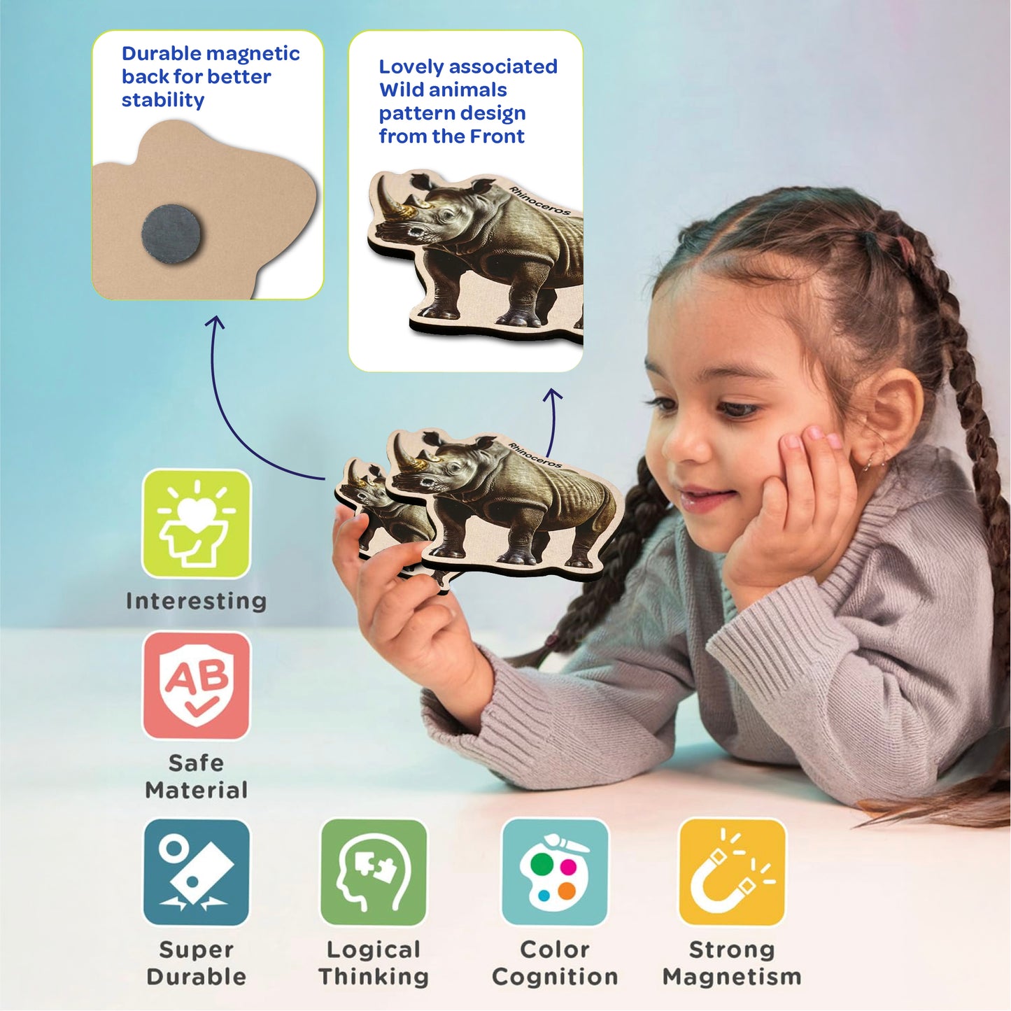 Wild Animal Wooden Fridge Magnets 3+ Years