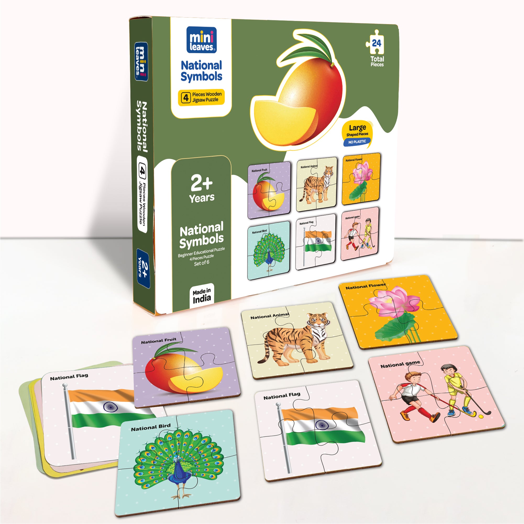 National Symbols 4 Pieces Wooden Puzzles 2+ Years – Mini Leaves ...