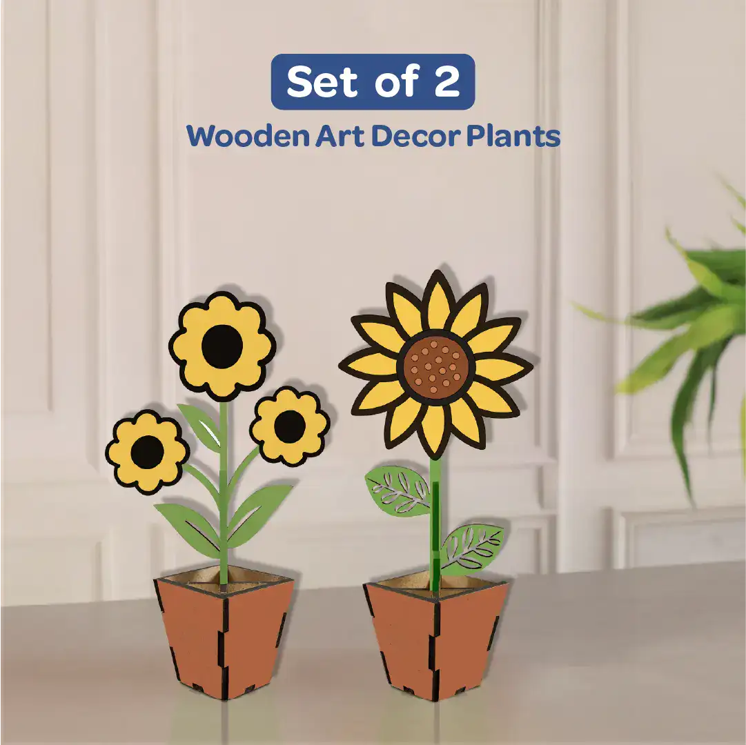 Creative Me DIY 3D Wooden Flower Pots Art and Craft Paint Kit for 4+ - Set of 2