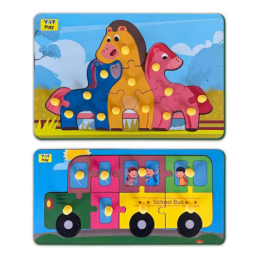 Colorful Learning Educational Puzzle Board for Kids with Knobs