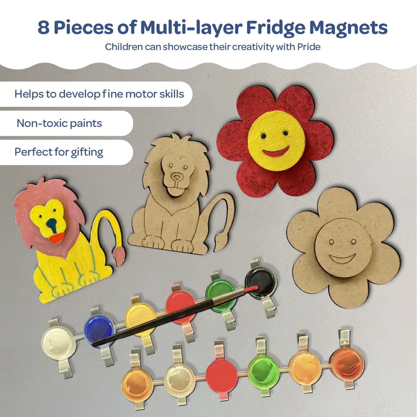 Fridge Magnets DIY Art and Craft Paint kit for Kids 4+ Years 8 Pieces