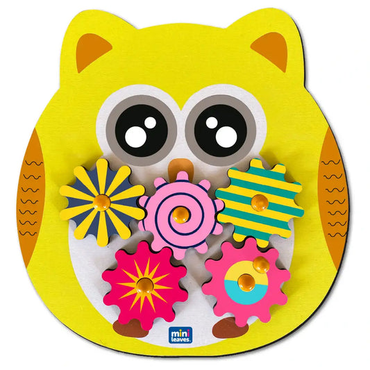 Owl Wooden Gear Toys with 5 Interchangeable Gears for 2+ Years