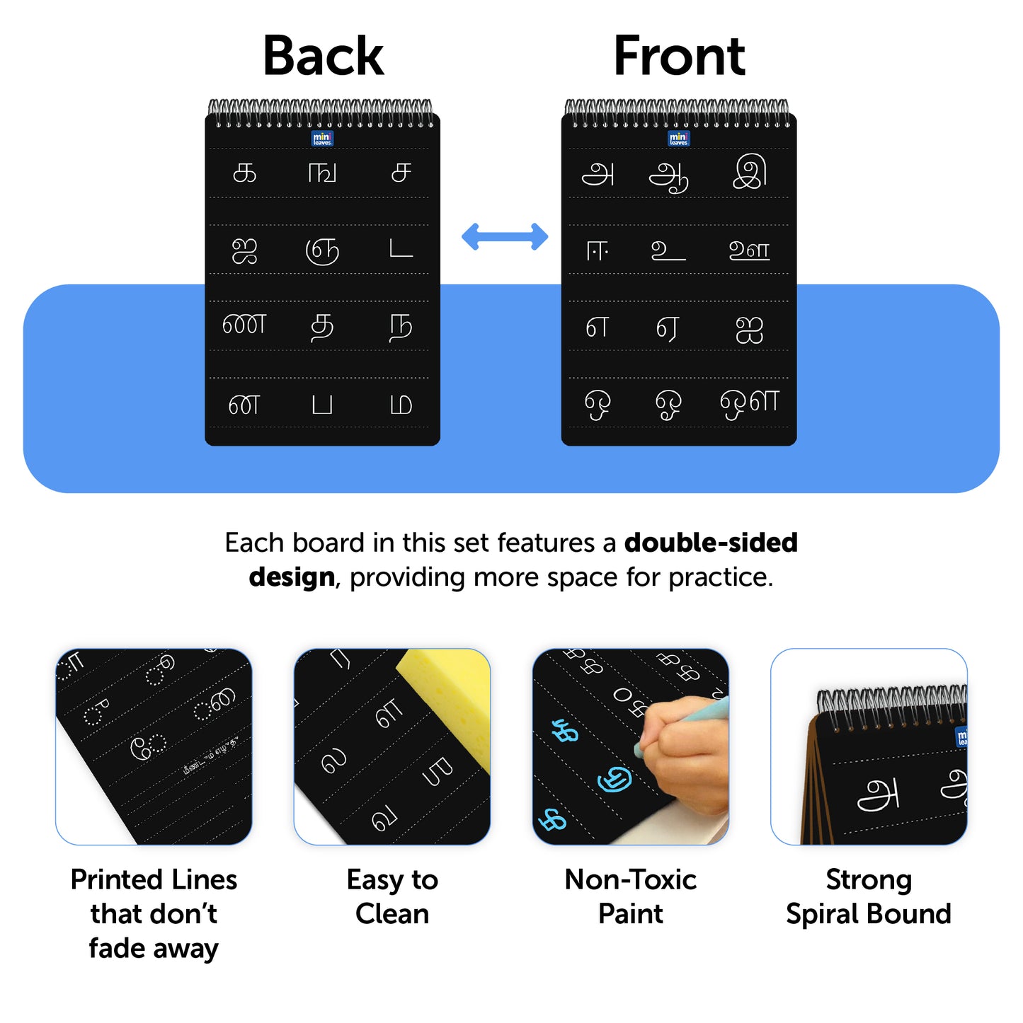 Tamil Letter Tracing Slate – Reusable Chalk Writing Board (Set of 4)