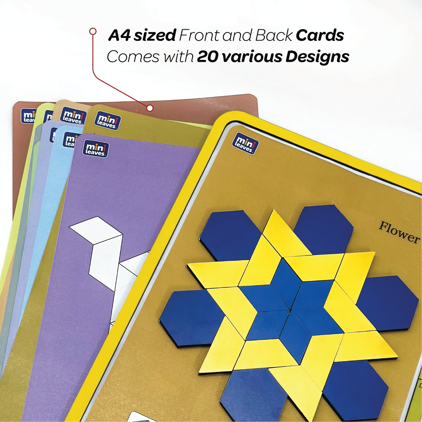 Mini Leaves™ Magnetic Mosaic Pattern Blocks Set – 68 Pcs with 20 Activity Cards