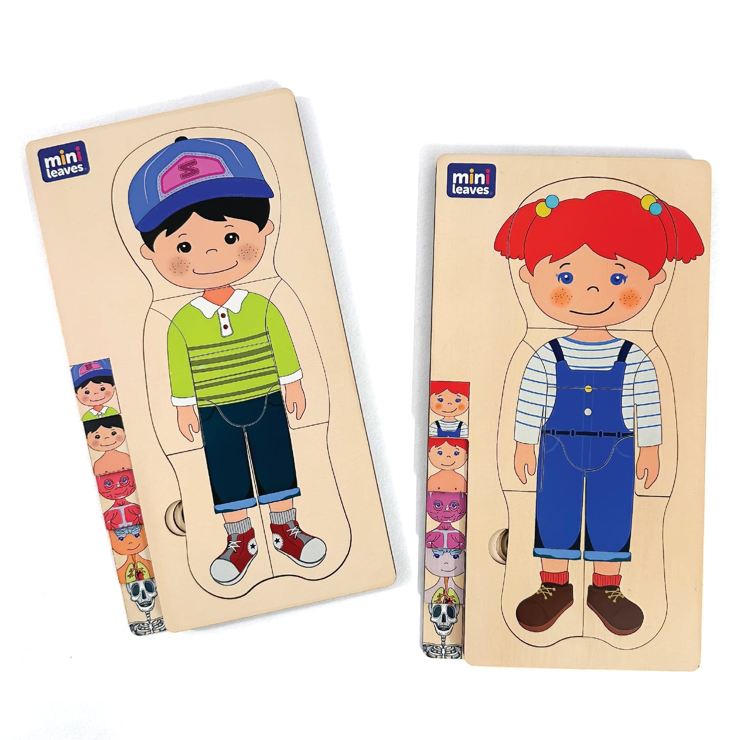 Mini Leaves™ Wooden Human Anatomy 3D Shapes Matching Puzzle – Multilayers Educational Toy for 3+ Years Kids