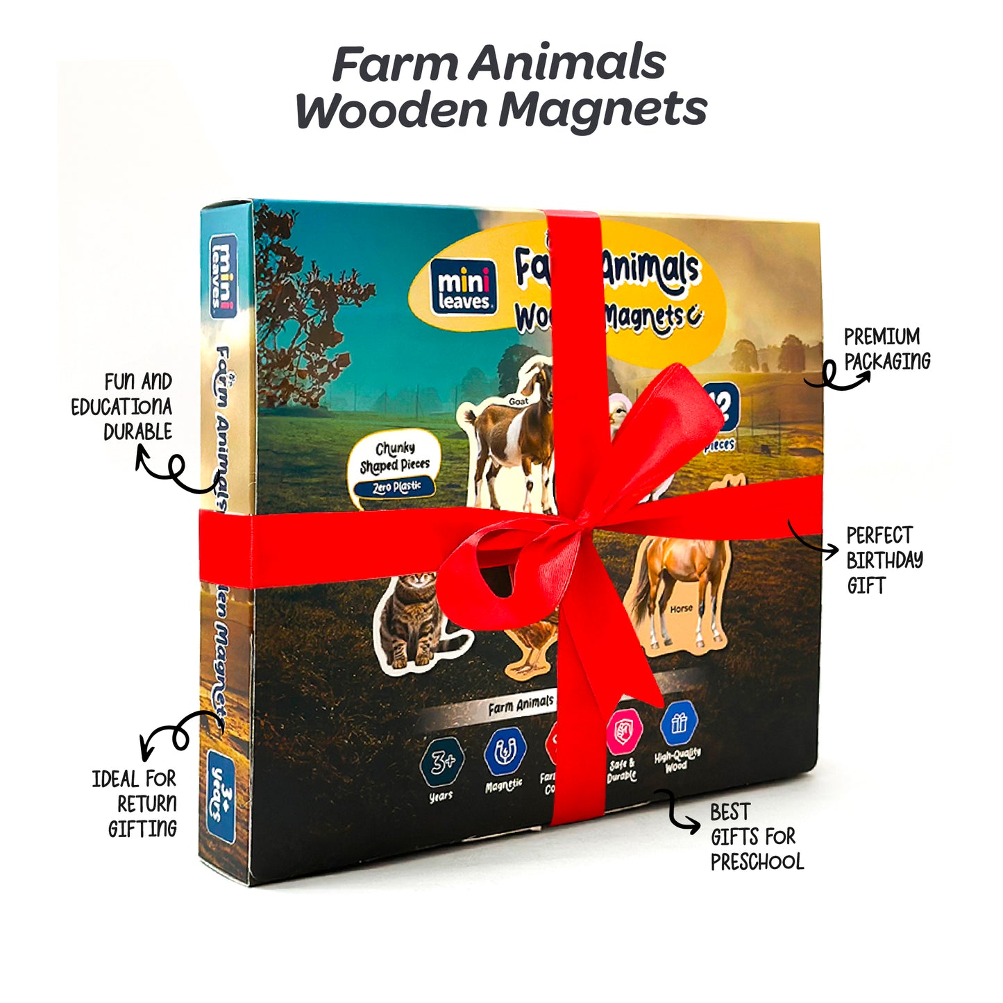 Farm Animals Wooden Fridge Magnets 3+ Years