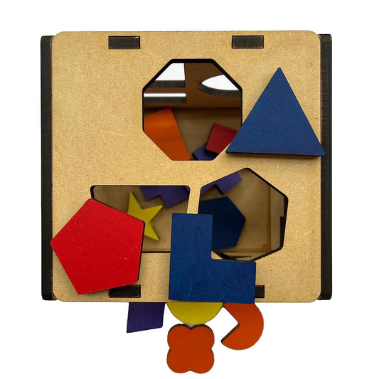 Cube Box Shape Sorter Toys with 15 Colorful shapes - Mini Leaves