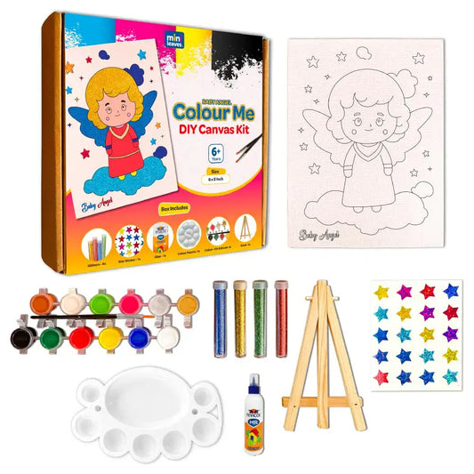Colour Me Baby Princess DIY Canvas Art Kit 8 x 6 Inch with Wooden Easel 6+ Kids