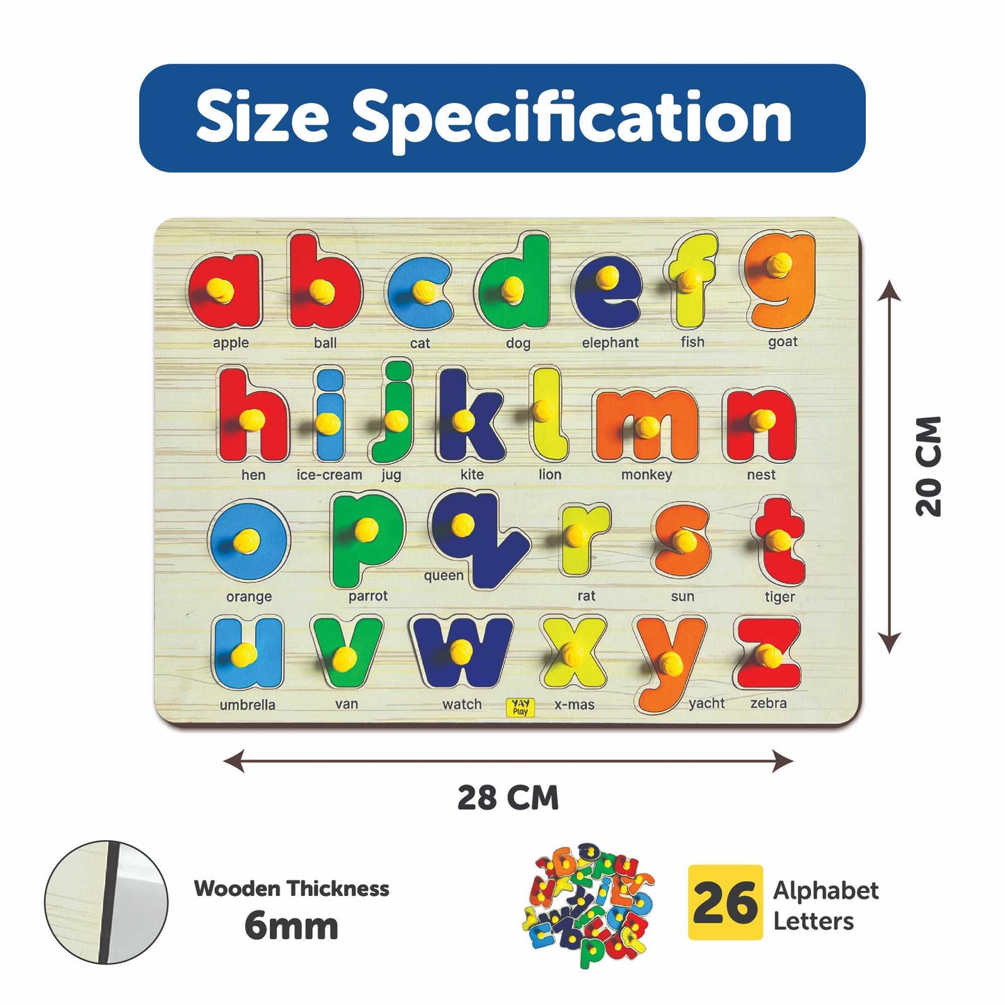 Small ABCD Knob and Pegged Puzzle for Kids 2+ Years