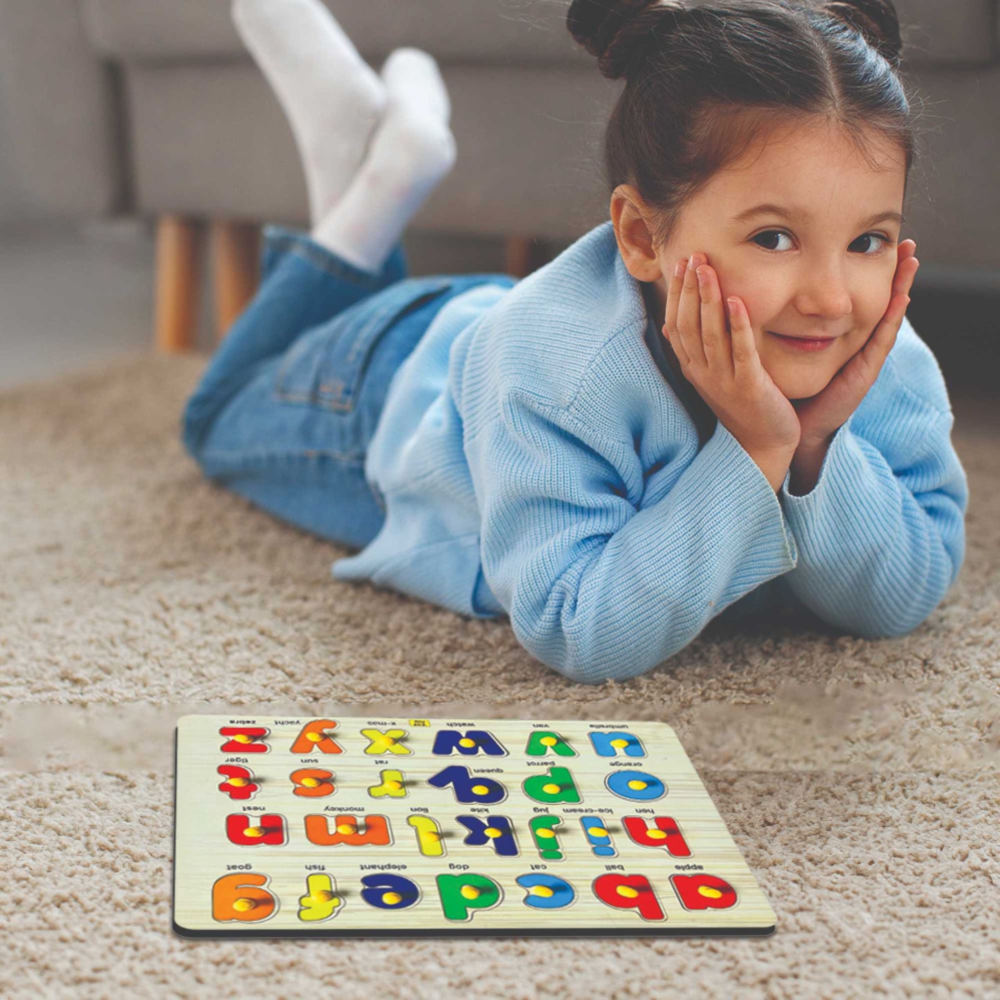 Small ABCD Knob and Pegged Puzzle for Kids 2+ Years
