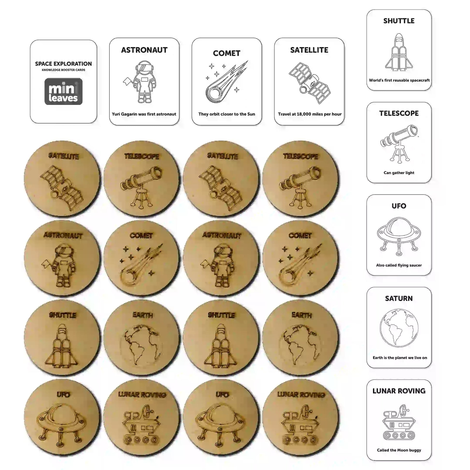 Space Exploration Memory Card Game 8 Pairs 2+ Years - Mini Leaves