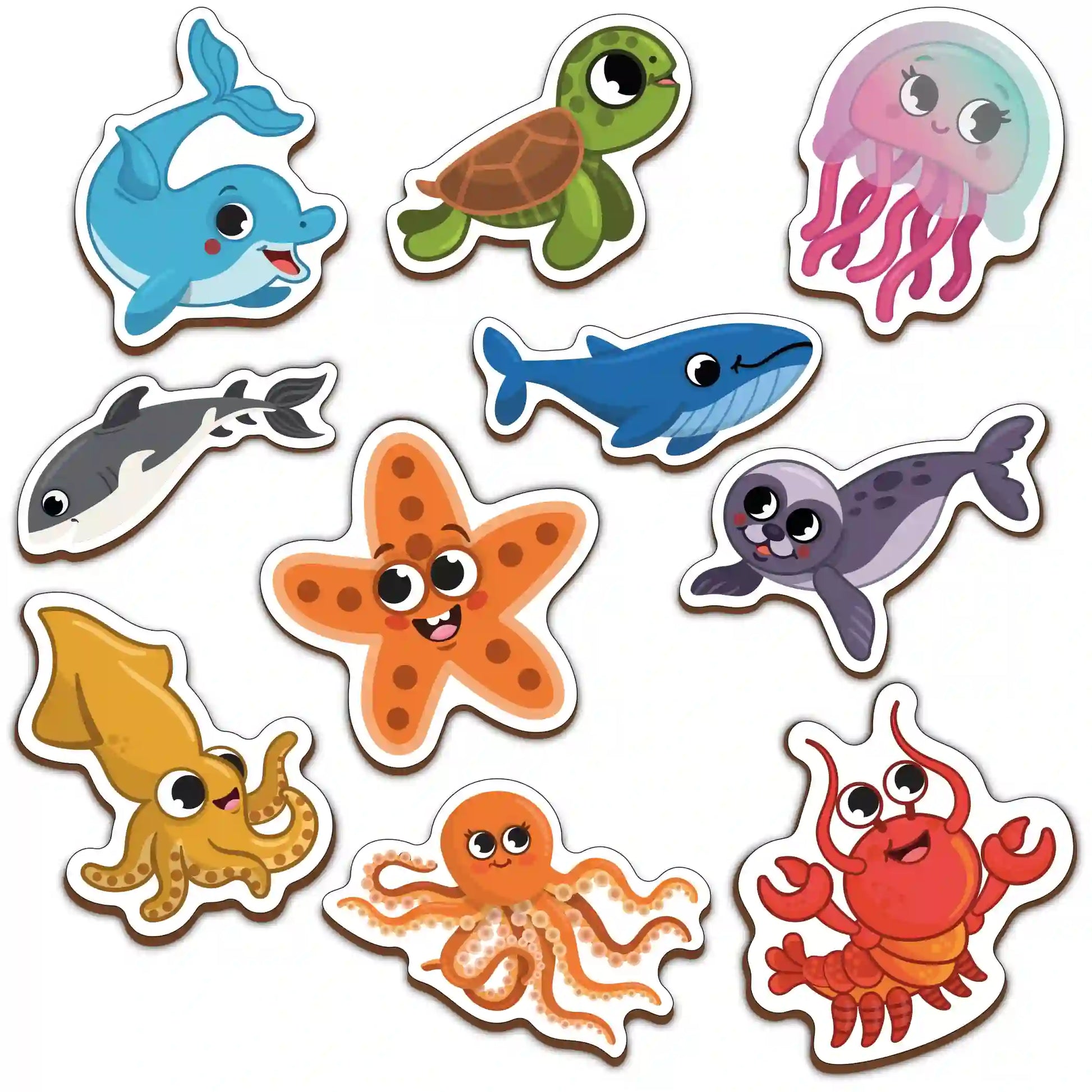 Fridge Magnetic Sea Animals Set of 10 2+ Years - Mini Leaves