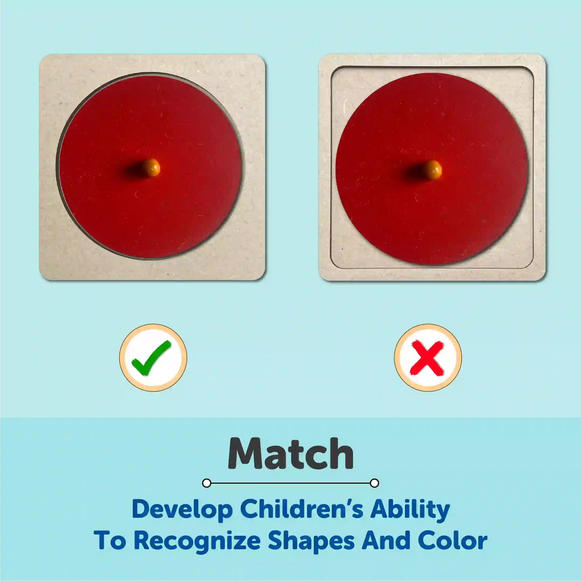 Montessori 3 Shapes Knob Board 1+ Years - Mini Leaves