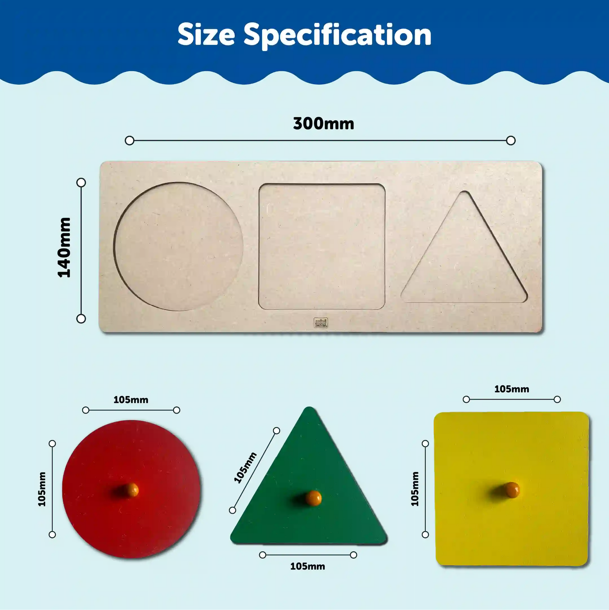 Montessori 3 Shapes Knob Board 1+ Years - Mini Leaves
