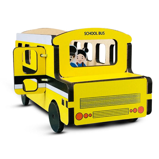 School Bus Adventure Wooden Play Set 3+ Years - Mini Leaves