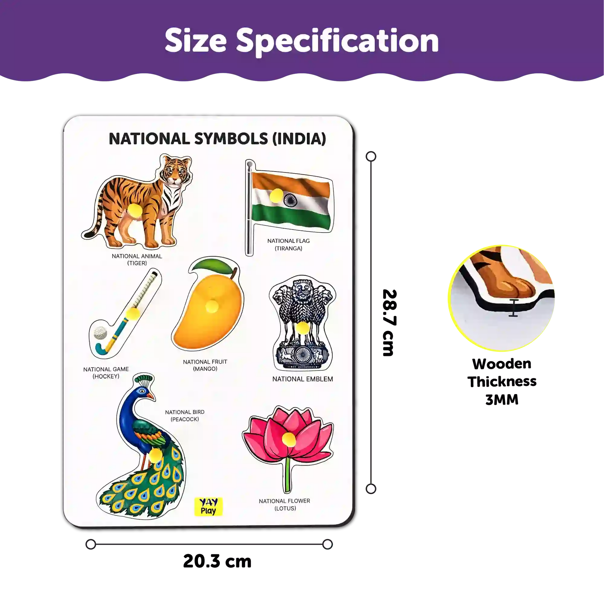 National Symbols Plastic Knob and Peg Puzzle 2+ Years - Mini Leaves