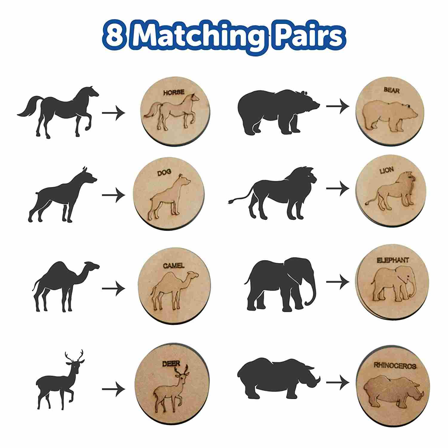 Forest Animal Memory Card Game 8 Pairs 2+ Years - Mini Leaves