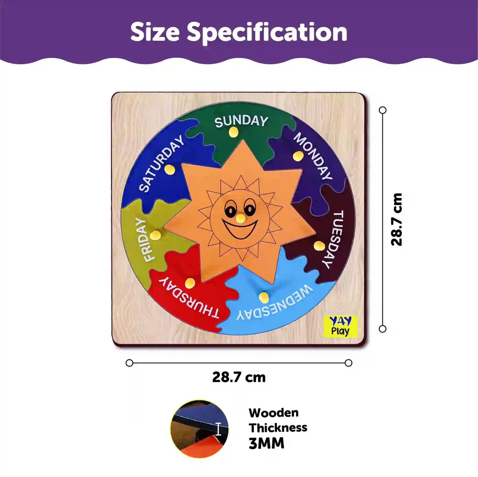 Month's and Week Day's Name Plastic Knob and Peg Board 2+ Years - Mini Leaves