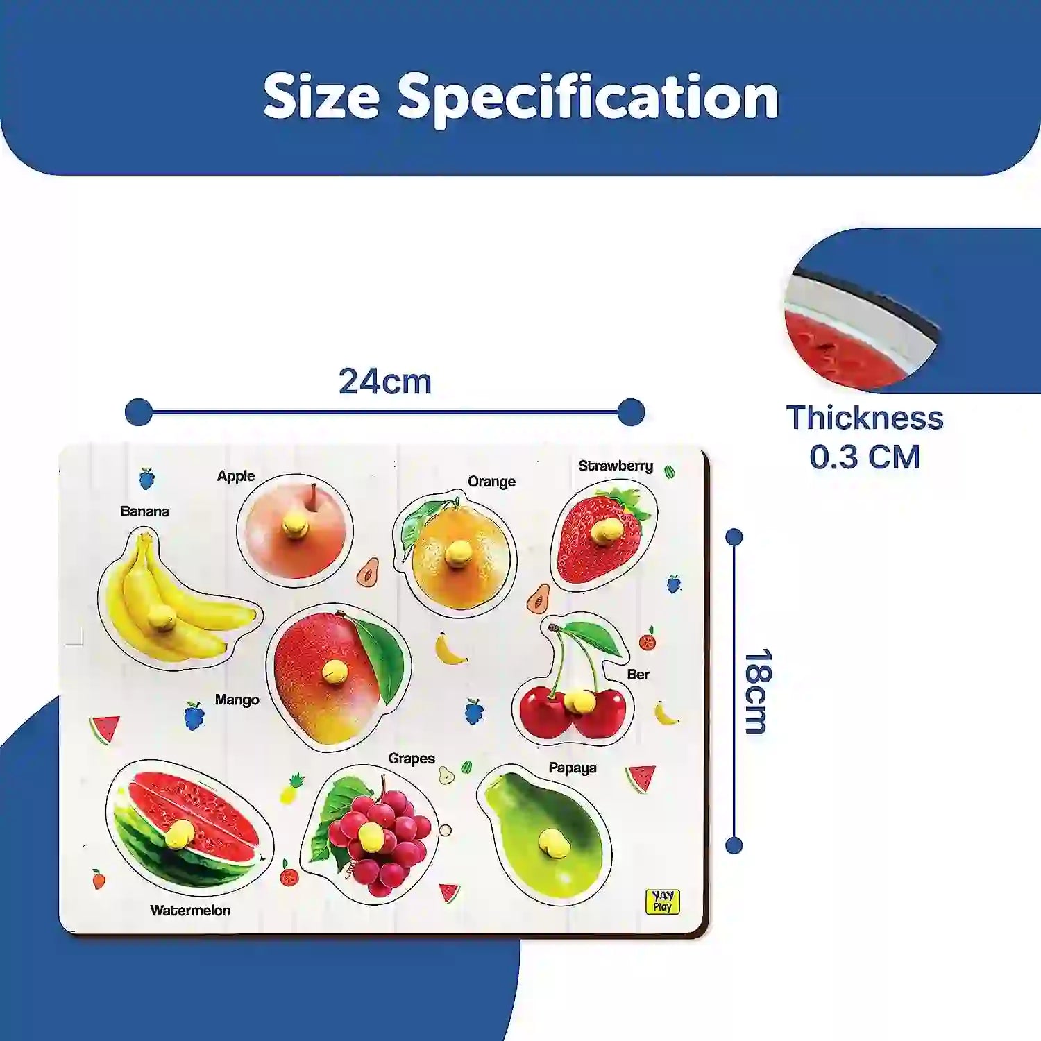 Fruits Peg and Knob Puzzle 2+ Years - Mini Leaves
