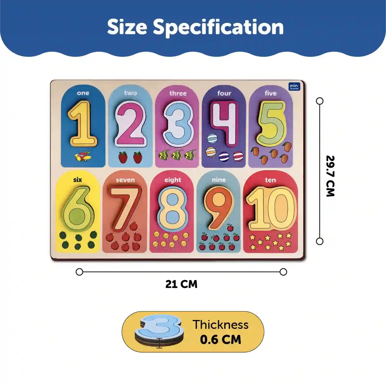 Lets count 1 to 10 Wooden Puzzle 2+ Years - Mini Leaves