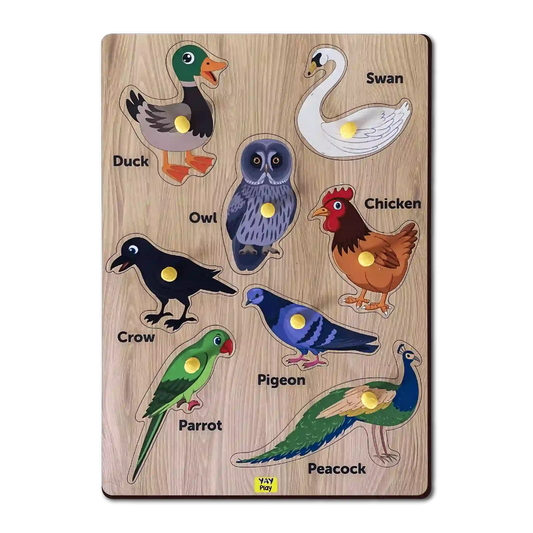 Birds Wooden Knob Puzzle Board 3+ Years