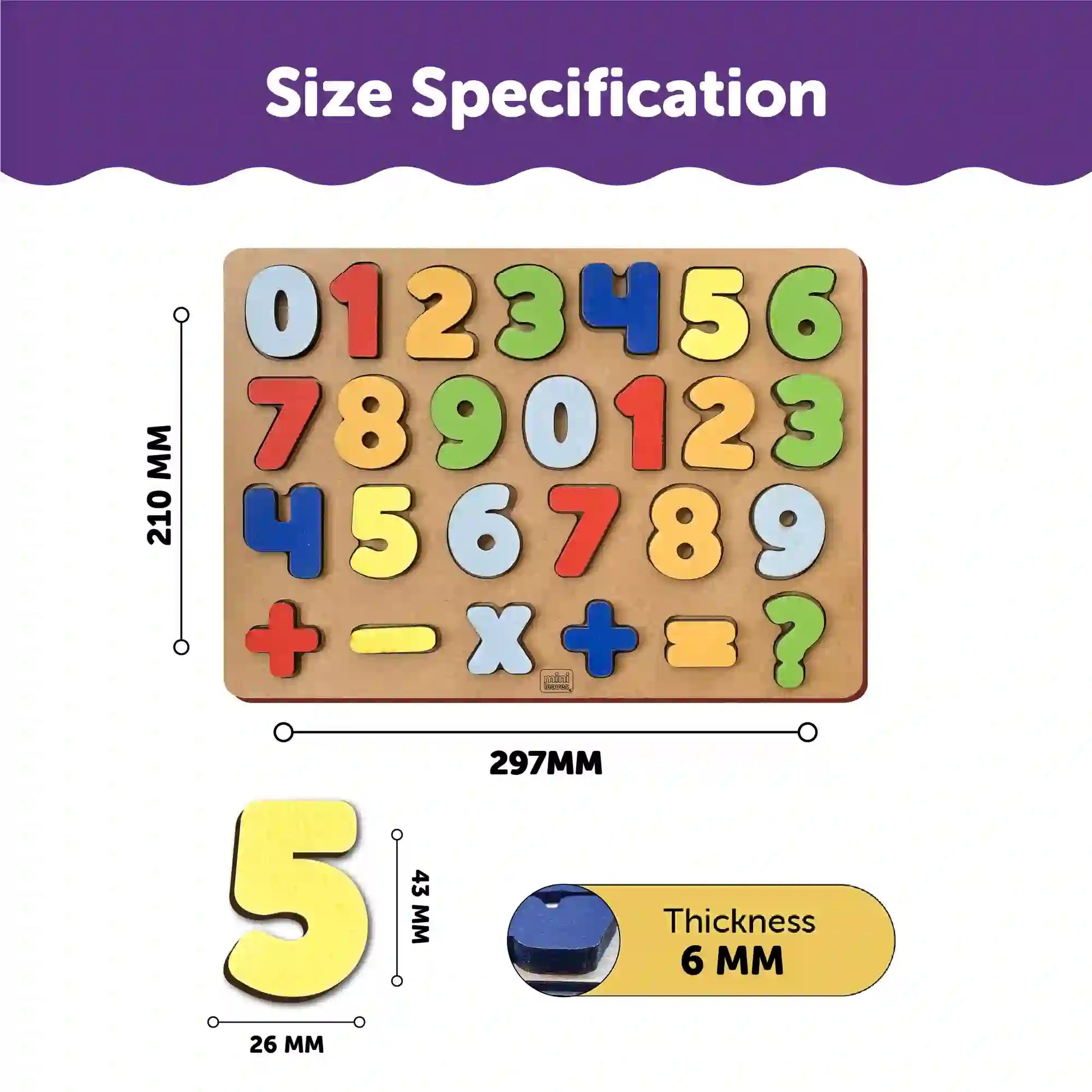 123 Wooden Chunky Number Board 2+ Years - Mini Leaves