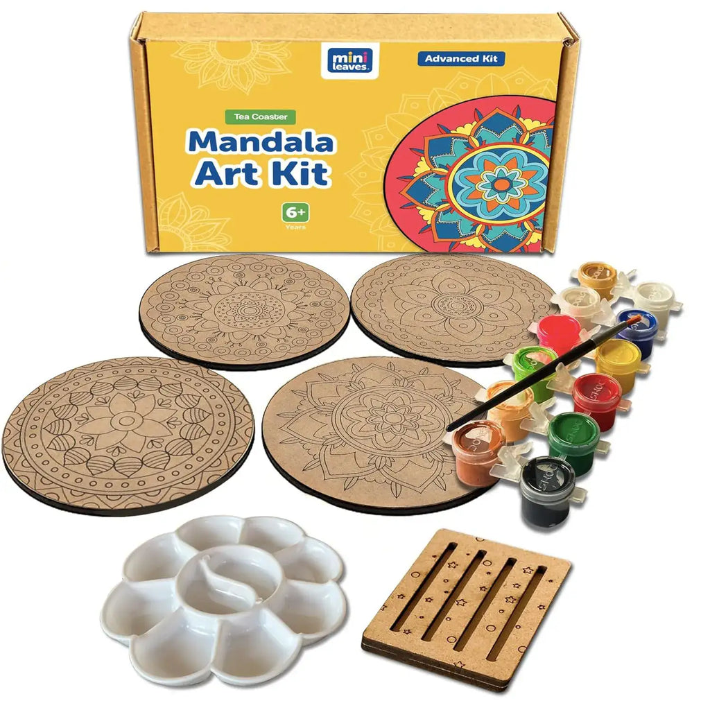 Advanced Mandala Wooden Coaster Painting Kit