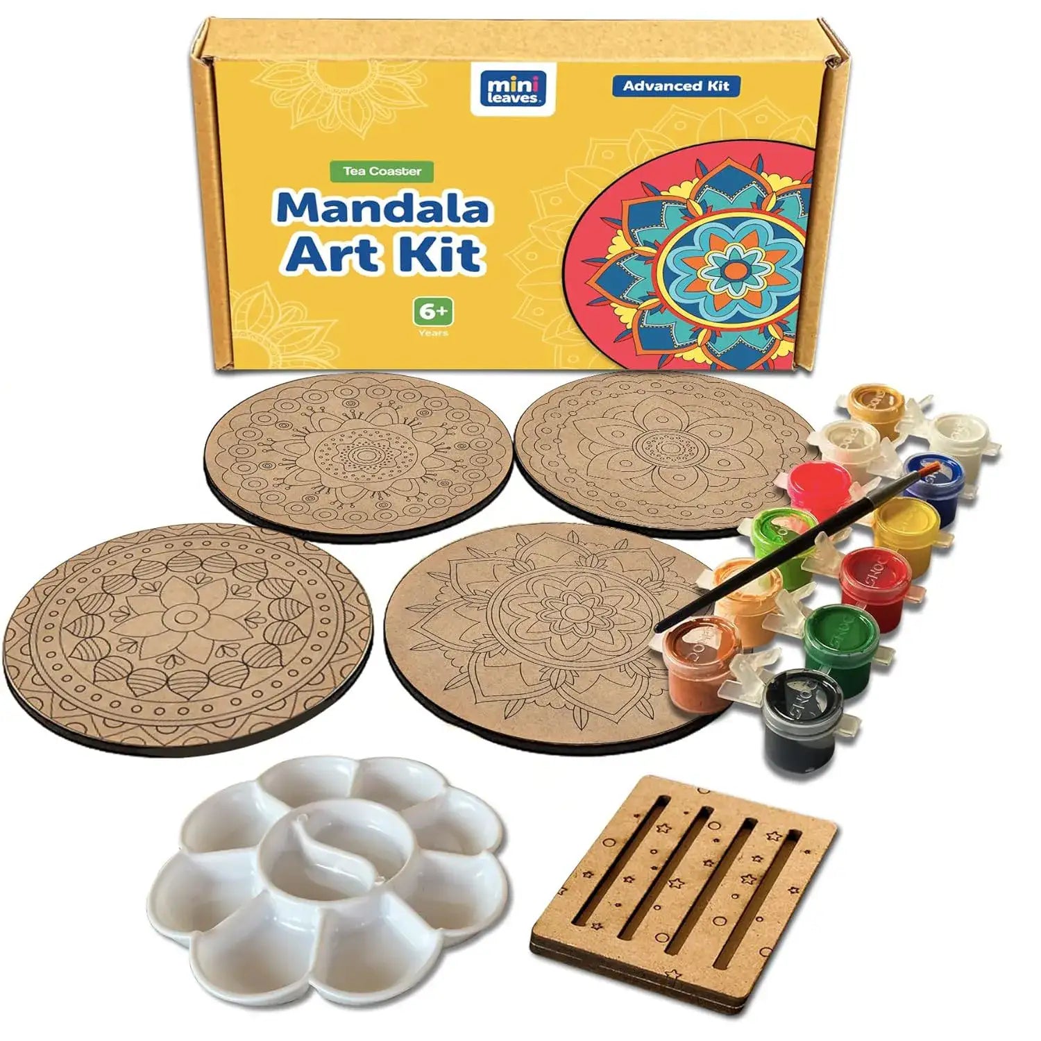 Advanced Mandala Wooden Coaster Painting Kit