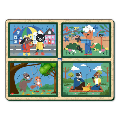 Four 4 Pieces Act of Kindness Jumbo Wooden Matching Puzzles for 2+ Years - Mini Leaves
