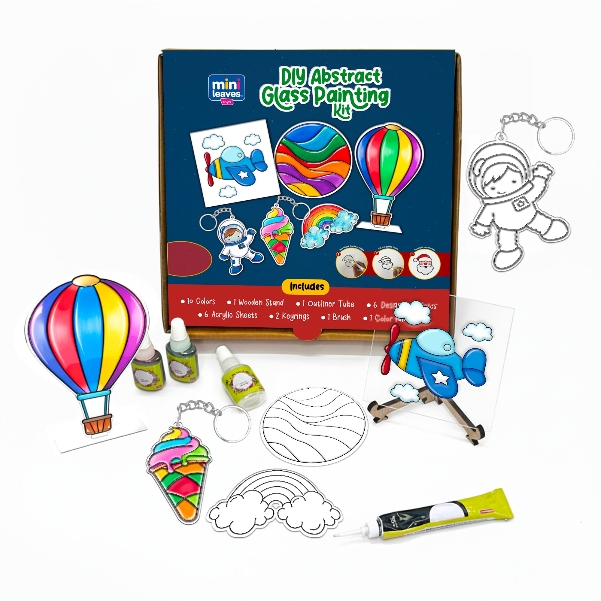 Mini Leaves™ Glass Painting Kit For Kids 6+ Years – Creative Art Set