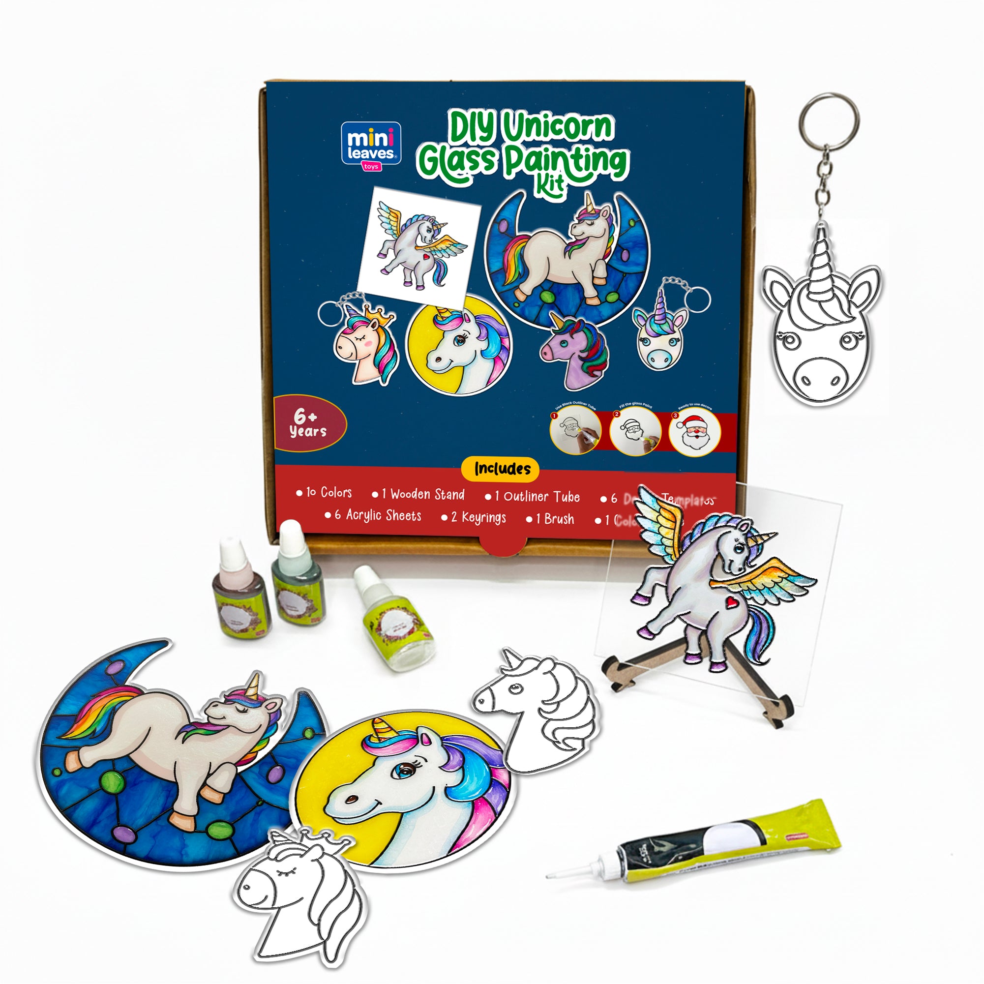 Mini Leaves™ Glass Painting Kit For Kids 6+ Years – Creative Art Set