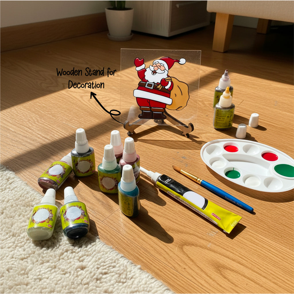 Mini Leaves Christmas Glass Painting Kit – Creative Art Set