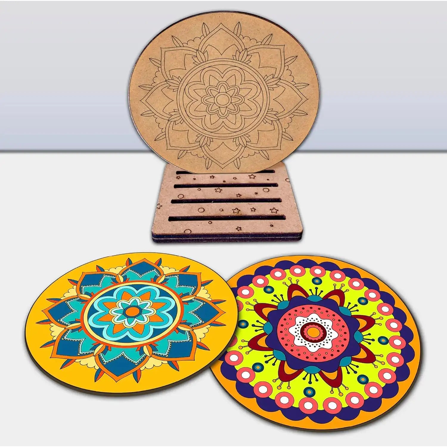 Advanced Mandala Wooden Coaster Painting Kit