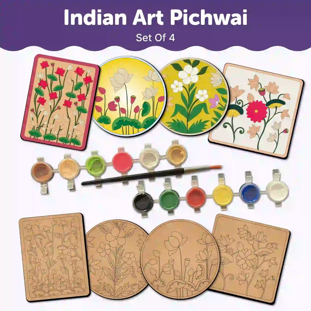 Pichwai Mandala Tea Coaster Paintings DIY Kit for 6+ Years