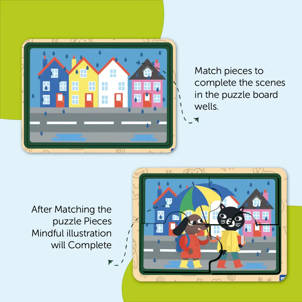 Four 4 Pieces Act of Kindness Jumbo Wooden Matching Puzzles for 2+ Years - Mini Leaves