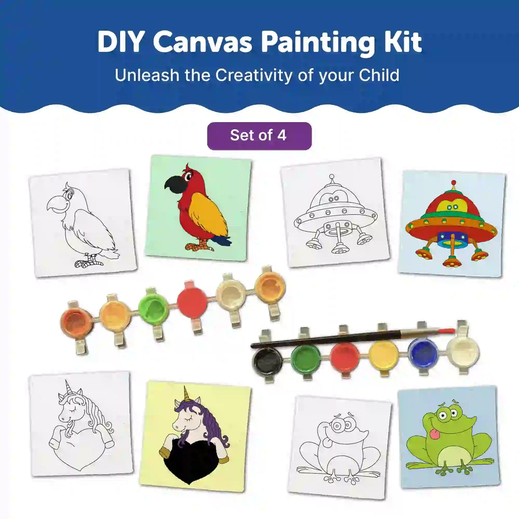 Canvas Craft Art Paint Kit for Beginner 4 to 6 Years- Set of 4