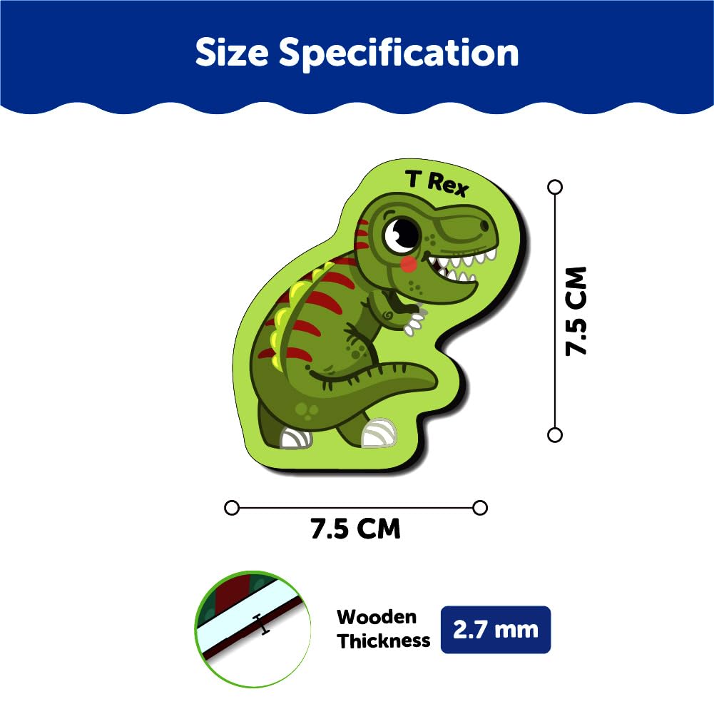 Dinosaur Wooden Fridge Magnets Set (10 Pieces)