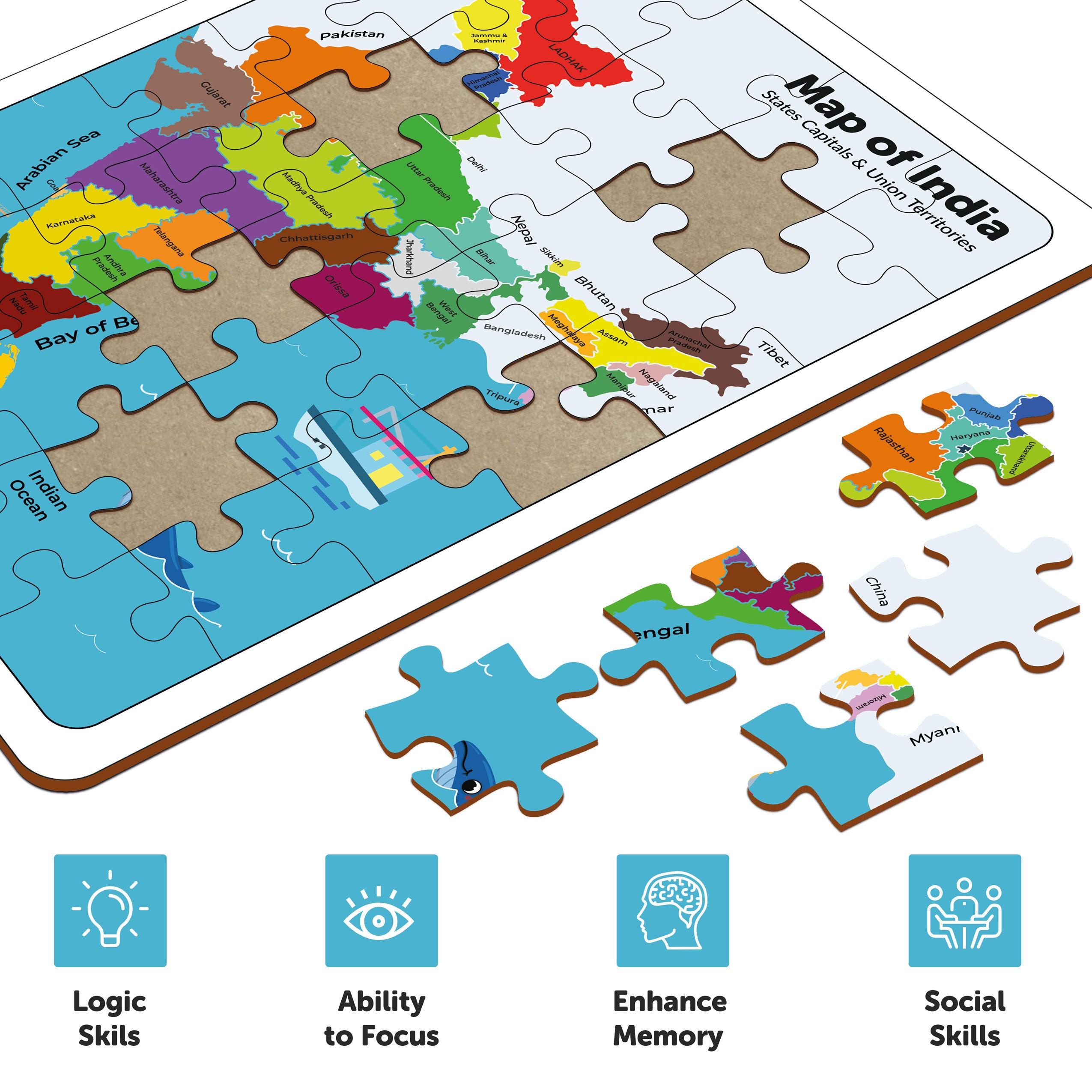 India Map Puzzle 35 Pieces 3+ Years - Mini Leaves