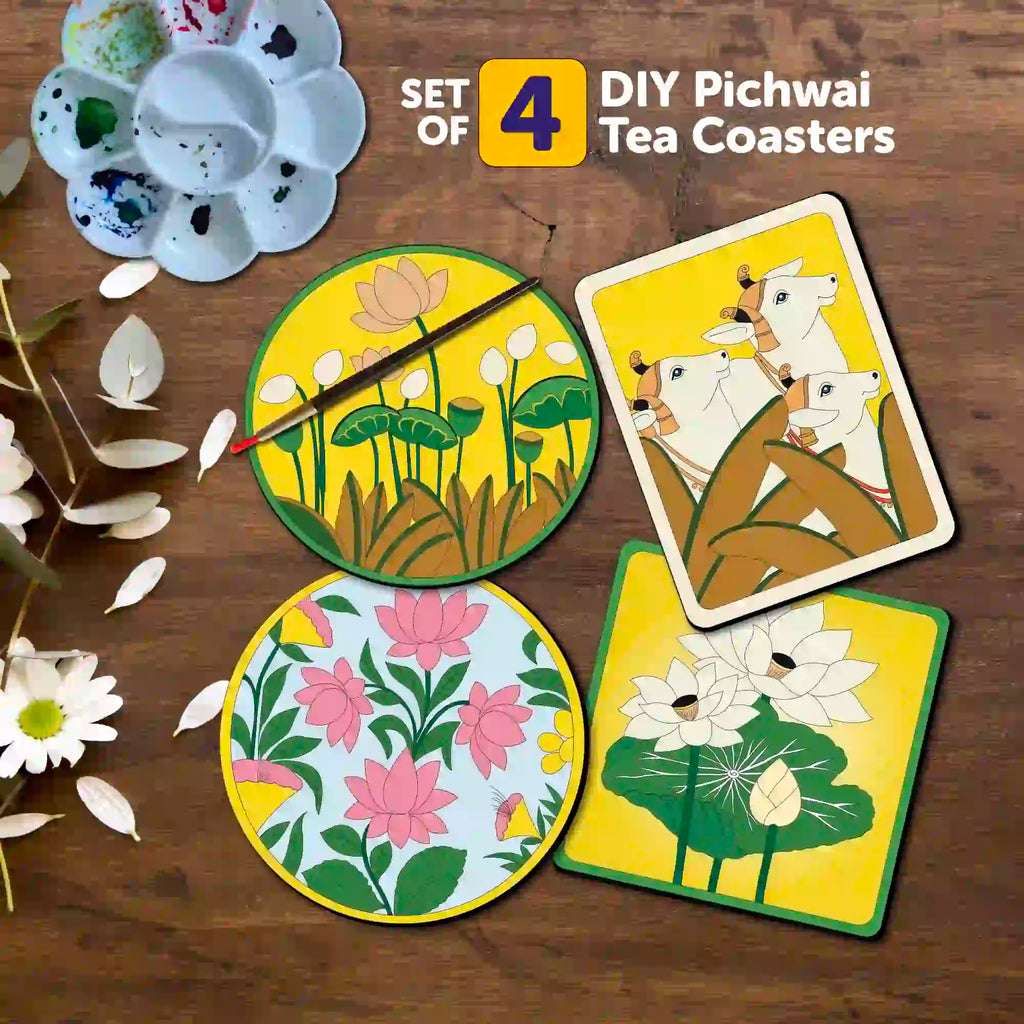 Pichwai Mandala Tea Coaster Paintings DIY Kit for 6+ Years