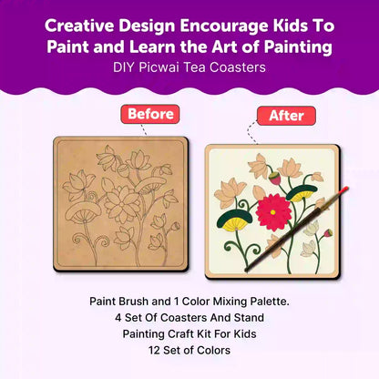Pichwai Mandala Tea Coaster Paintings DIY Kit for 6+ Years