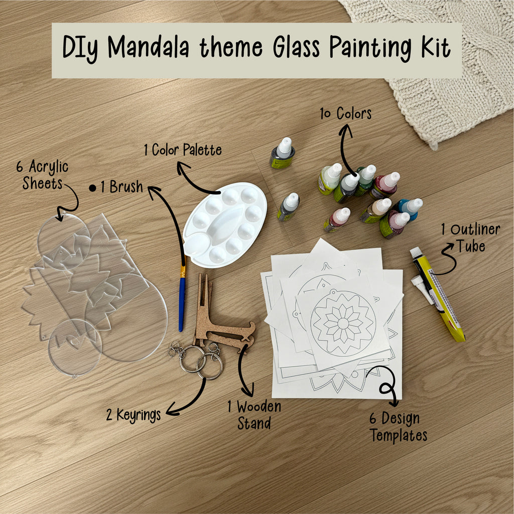 Mini Leaves™ Mandala Glass Painting Kit – Creative Art Set